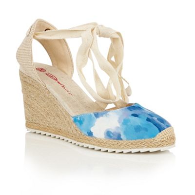 Blue 'Happy' high strappy espadrille wedges